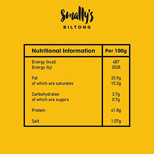 Smally's Biltong - Beef Snack Sticks, Original Flavour Droewors, High Protein Beef Snack, Traditional South African Air Cured Beef Sausage - 250g Pack