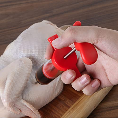 Meat Injector Syringe Kit 1-oz with 3 Marinade Needles and 1pc Barbecue Brush for Turkey Beef Steak BBQ 30 Milliliter