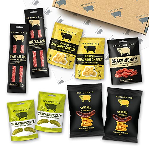 Serious Pig Classic Selection Box with Cheese Crisps, Salami Snacks, Pickles & More Gourmet Gift Hamper