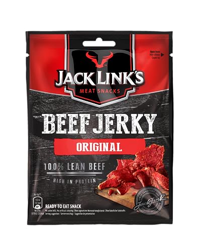 Jack Link's Beef Jerky, Original Flavour, Multipack of 12 x 40g Bags, High Protein Meat Snack, Perfect for On the Go or Post Gym