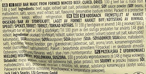 Jack Link's Beef Bar, Original Flavour, Multipack 14 x 22.5g Bars, High Protein Meat Snack, Eat on the Go or Post Gym