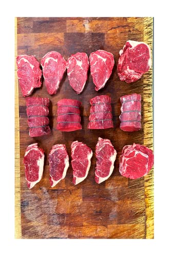 Reilly & Sons Ultimate Steak Box for Meat Lovers. 1Kg Whole Sirloin Rolled, 1Kg Whole Ribeye Rolled, 4 x 8oz Sirloins, 4 x 8oz Ribeyes, 4 x 500g Chateaubriands
