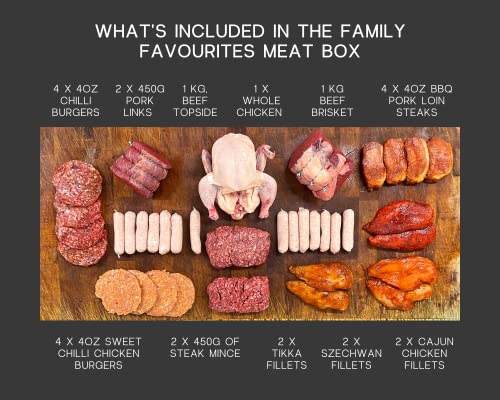 Reilly & Sons, Family Favourites Meat Box – Including Chicken, Burgers, Mince, Pork Steak, Brisket, Chilli Burgers and much more