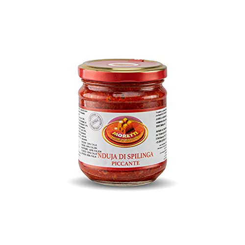 Moretti® Spicy Spilinga Nduja 180g (180g, Pack of 1)| Artisan Spreadable & Creamy Salami in Jar | Made in Calabria | No GMOs