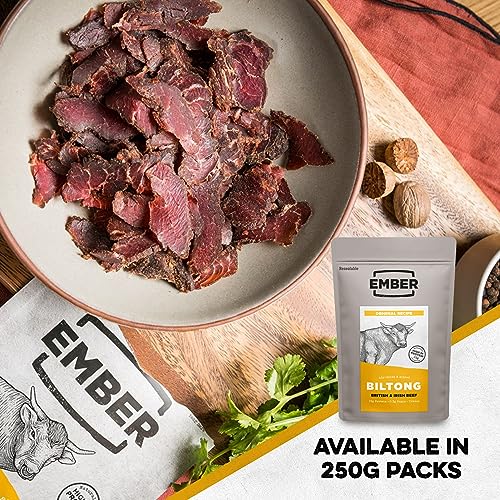 Ember Snacks: Biltong Beef Jerky Original Flavour (10 x 28g) - Protein Keto Snacks - On The Go Snack - From British and Irish Meat