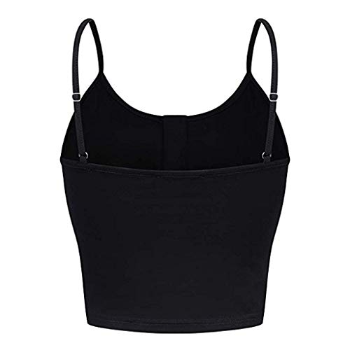 Lazzboy Camisole Crop Top Women Vest Tank Sleeveless Camouflage/Snakeskin/Plain Straps Size 8-14 Ladies Party Blouse(L(12),Black)