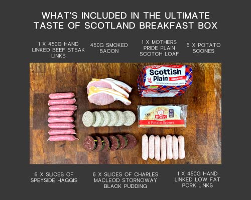 Reilly & Sons Ultimate Taste of Scotland Breakfast Box - Contains World Famous Charles MacLeod Stornoway Black Pudding, Low Fat Pork Links, Beef Steak Links, Haggis, Smoked Bacon