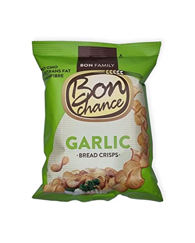 Bon Chance With garlic seasoning mix Bread Crisps - Snack for Sharing with Friends - (Box of 8 x 60g)