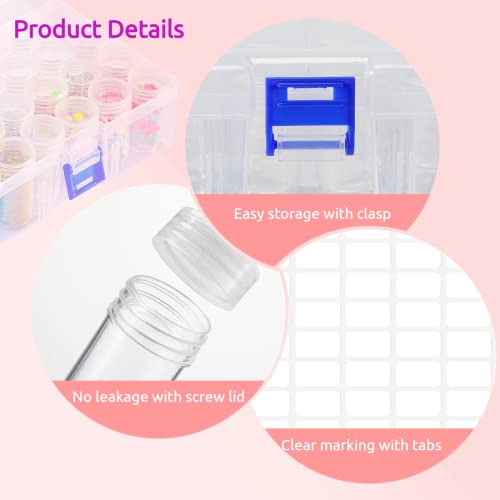 Embroidery Diamond Storage Box, JUSTDOLIFE Storage Boxes for Diamond Painting with 24 Small Beads Diamond Painting Storage Containers with Lid for Jewelry DIY Art Craft Rhinestones Sewing