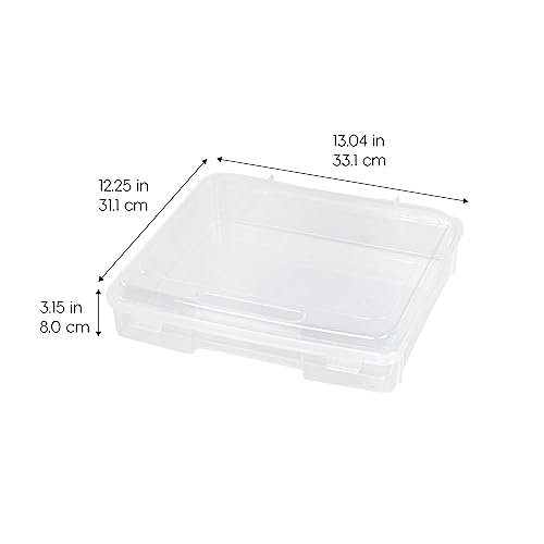 IRIS USA, Inc. Portable Project Plastic Clear Hobby Craft Supply Art Storage Box Organizer with snap-Tight Closure Latch for 8.5" x 11" Paper, 6 Case Pack