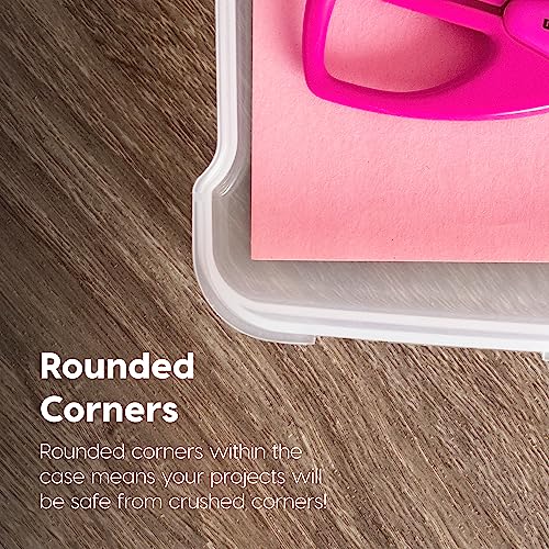 IRIS USA, Inc. Portable Project Plastic Clear Hobby Craft Supply Art Storage Box Organizer with snap-Tight Closure Latch for 8.5" x 11" Paper, 6 Case Pack