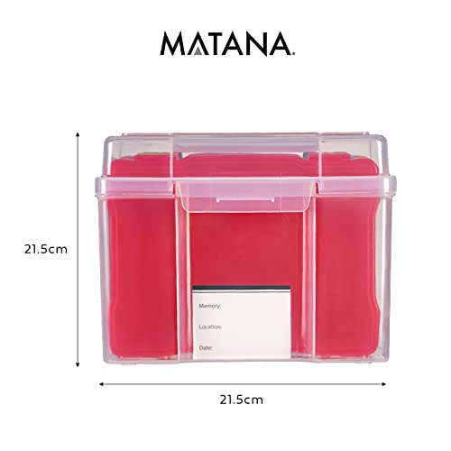 MATANA - 5"x7" Multicoloured Storage Box Photo & Crafts Organiser Including 6 Cases & Labels - For 600 Family Photos, Stationary, Arts, Toys, Seeds & More