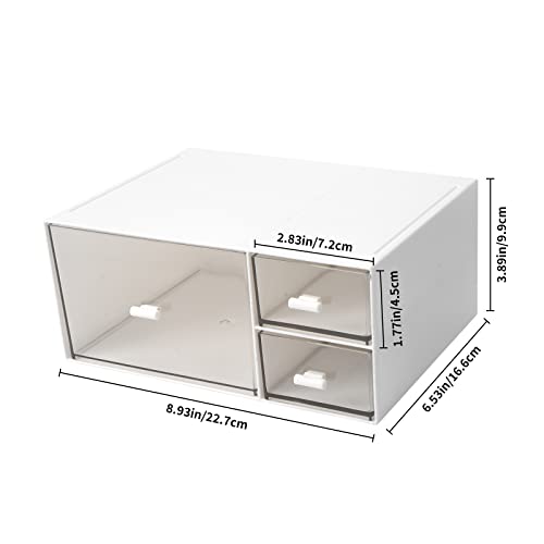 VADUDA Desktop Organizer Stackable Organizer Drawers Plastic Storage Drawers Box with 3 Drawers for Home Collection, Cosmetics, Jewelry, Office Supplies White