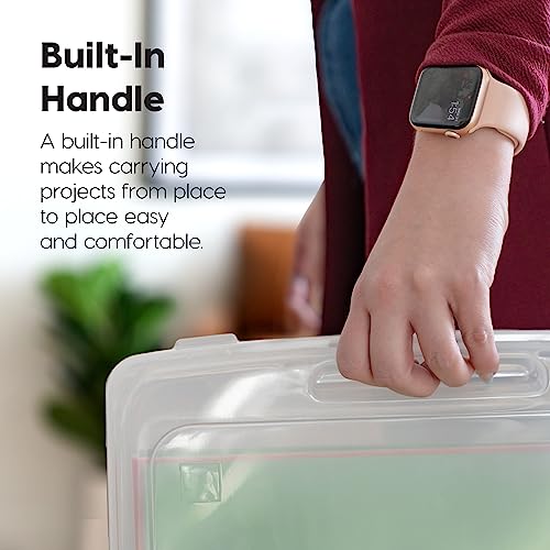 IRIS USA, Inc. Portable Project Plastic Clear Hobby Craft Supply Art Storage Box Organizer with snap-Tight Closure Latch for 8.5" x 11" Paper, 6 Case Pack