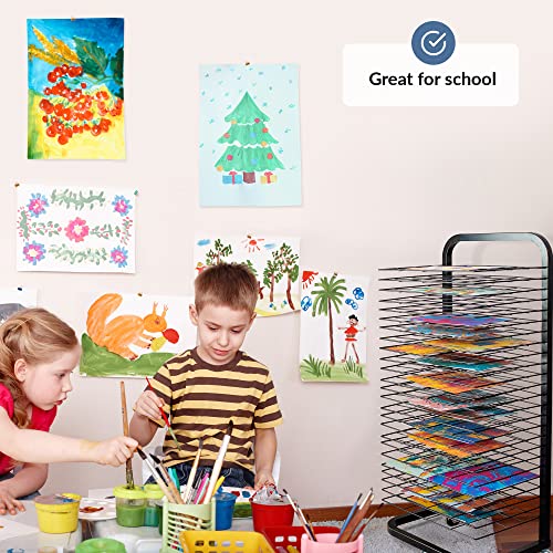 Art Drying Rack For Classroom | Functional & Mobile Paint Drying Rack | 25 Removable Shelves | Canvas Rack Art Storage | Painting Drying Rack With Wheels | Stack Rack For Painting, Drawings, And More