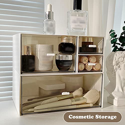 VADUDA Desktop Organizer Stackable Organizer Drawers Plastic Storage Drawers Box with 3 Drawers for Home Collection, Cosmetics, Jewelry, Office Supplies White