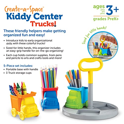 Learning Resources Create-a-Space Kiddy Centre Trucks, Kids Art Supply Storage, Caddy Playroom Organisation, Classroom Organisation, School Supplies Organiser, 5 Pieces, Age 3+