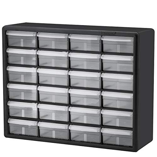 Akro-Mils 10124 Plastic Parts Storage Hardware and Craft Cabinet, Black (1-Pack), (20 W x 6 D x 16-Inch H)