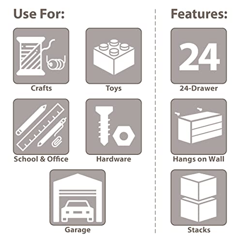 Akro-Mils 10124 Plastic Parts Storage Hardware and Craft Cabinet, Black (1-Pack), (20 W x 6 D x 16-Inch H)