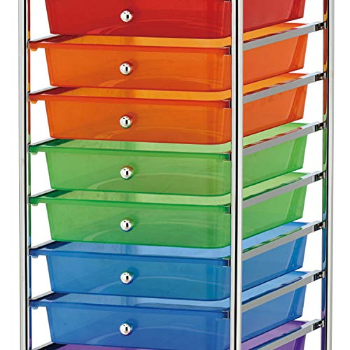 Taylor & Brown 10 Drawer Mobile Rolling Storage Trolley Unit Organiser On Wheels For Salon, Beauty Make Up, Hairdressing, Beauty & Home Office Stationary (Multi)