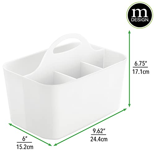 mDesign Art Supply Storage Box - Craft Supply Organiser Caddy - Sewing Storage Basket Tote - White