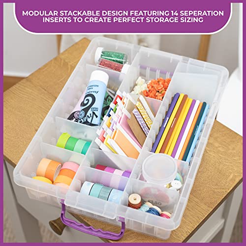 Crafter's Companion,39 x 28.5 x 8.5,Clear,CC-STASHSTOR Stash‘n’Stack Modular Organisor Storage Box - Container for Storing & Organising Arts & Crafts, Toys, Office Stationery, Tool & More