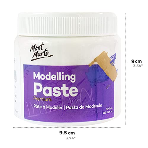 Mont Marte Modelling Paste 500ml – White – Ideal for 3D Effects – Suitable for Acrylic Painting and Oil Painting – Texture Paste for Canvas