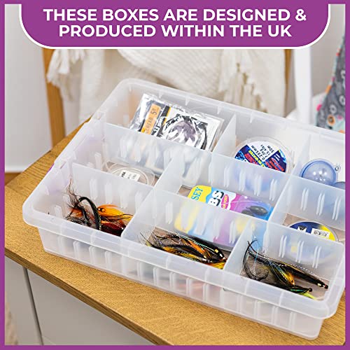 Crafter's Companion,39 x 28.5 x 8.5,Clear,CC-STASHSTOR Stash‘n’Stack Modular Organisor Storage Box - Container for Storing & Organising Arts & Crafts, Toys, Office Stationery, Tool & More
