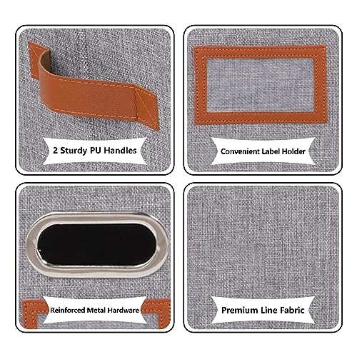 OUTBROS Storage Boxes with Lids, 38 x 25 x 25 cm Storage Baskets for Shelves, Foldable Cube Organiser Box Baskets, Collapsible Fabric Bins Home & Office Decorative Storage Box, Grey, 1-Pack