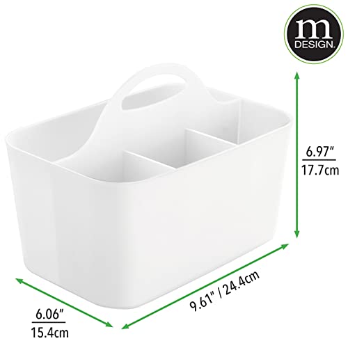 mDesign Art Supply Storage Box - Craft Supply Organiser Caddy - Sewing Storage Basket Tote - White