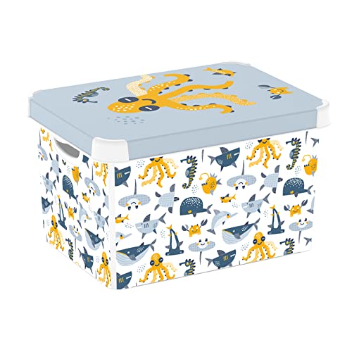 Curver Stockholm Deco Storage Box, 22 Litres - Ocean
