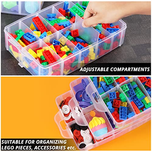 Kurtzy 3 Tier 30 Compartments Stackable Storage Box - Plastic Storage Box with Adjustable Compartments - Transparent Container for Storing & Organising Toys, Jewellery, Beads, Tools, Arts & Craft