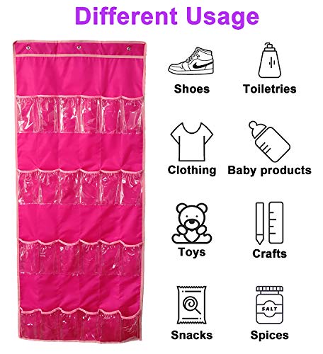 Hanging Over Door Toy Storage Organizer (24 Pockets), Compatible with Lol Omg Dolls Barbie Dolls Surprise Doll (Toys Not Included), Deeppink (57.5''x22'')…