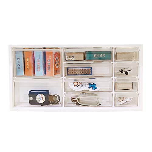 livinbox Desk storage organizer with 10 Drawers and dividers, For Hair accessories Arts Crafts Sewing Supplies Teacher toolbox Medicine Vitamin Wall Mountable Cabinet, White A9-5244-WT