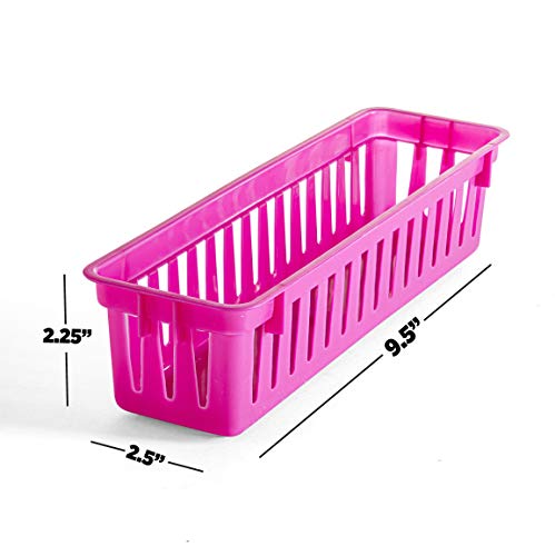 Prextex Classroom Storage Baskets Set - Colourful Pencil Trays, Table Organizers, and Pots for Classroom Organization - Durable Pencil and Supplies Basket for Teachers and Students - Pack of 12