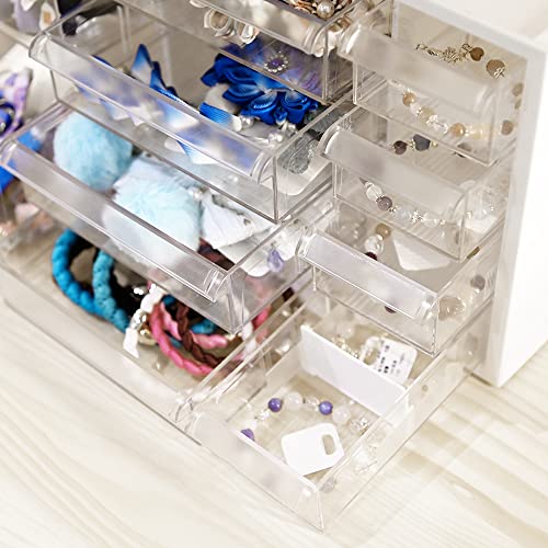 livinbox Desk storage organizer with 10 Drawers and dividers, For Hair accessories Arts Crafts Sewing Supplies Teacher toolbox Medicine Vitamin Wall Mountable Cabinet, White A9-5244-WT