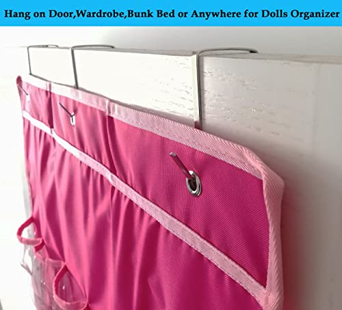 Hanging Over Door Toy Storage Organizer (24 Pockets), Compatible with Lol Omg Dolls Barbie Dolls Surprise Doll (Toys Not Included), Deeppink (57.5''x22'')…