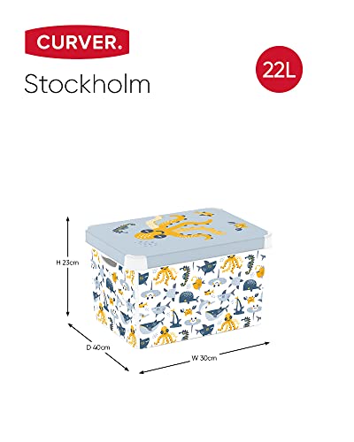 Curver Stockholm Deco Storage Box, 22 Litres - Ocean