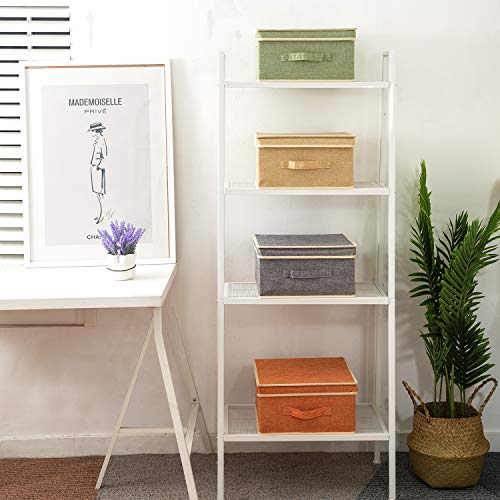 BrilliantJo Storage Boxes with Lid, Foldable Clothing Storage Basket case with Handle for Toy, Books, Closet, Bedroom, Home, Mixcolor, 13L x 12.5W x 7H inch