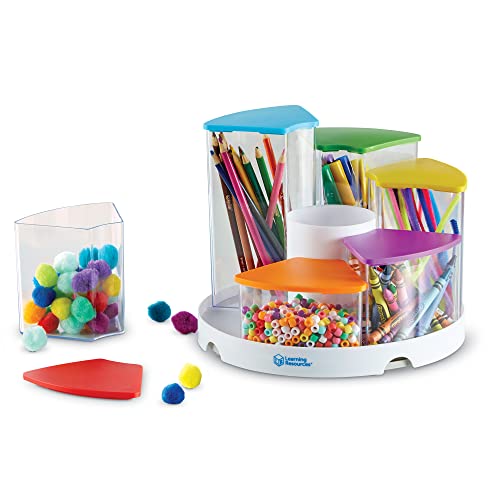 Learning Resources Create-a-Space See-Thru Spinning Bins -14 Pieces Classroom Organization, School Supplies Organiser, Desk Organization, Pen and Crayons Holder