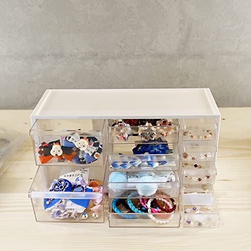 livinbox Desk storage organizer with 10 Drawers and dividers, For Hair accessories Arts Crafts Sewing Supplies Teacher toolbox Medicine Vitamin Wall Mountable Cabinet, White A9-5244-WT