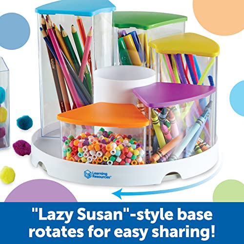 Learning Resources Create-a-Space See-Thru Spinning Bins -14 Pieces Classroom Organization, School Supplies Organiser, Desk Organization, Pen and Crayons Holder