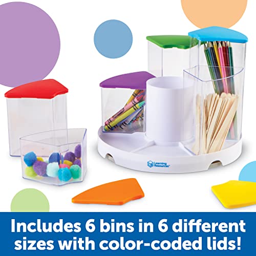 Learning Resources Create-a-Space See-Thru Spinning Bins -14 Pieces Classroom Organization, School Supplies Organiser, Desk Organization, Pen and Crayons Holder