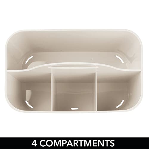 mDesign Art Supplies Organiser – Practical Plastic Arts and Crafts Storage Box with Carrying Handle – Desk Organiser with Compartments for Storing Many Items – Light Grey