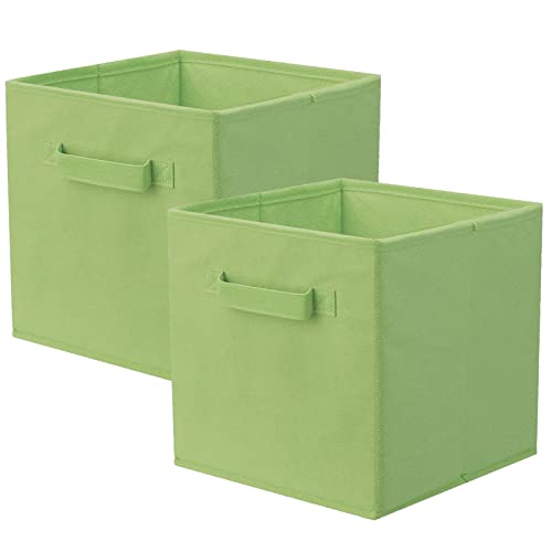 powerking Storage Bins, Foldable Fabric Storage Cubes And Cloth Storage Organizer Drawer For Closet And Toys Storage,2 Pack，Green
