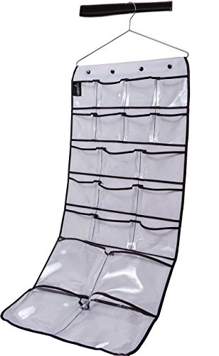 MISSLO 42 Pockets Hanging Hat Gloves Scarf Storage Large Pockets for Wardrobe Clothes Storage Organiser Bra Underwear Socks Ties Jewellery Organiser with Metal Hanger