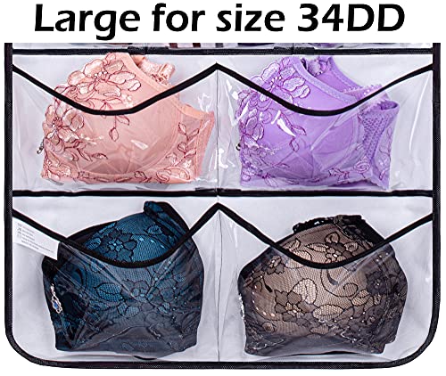 MISSLO 42 Pockets Hanging Hat Gloves Scarf Storage Large Pockets for Wardrobe Clothes Storage Organiser Bra Underwear Socks Ties Jewellery Organiser with Metal Hanger