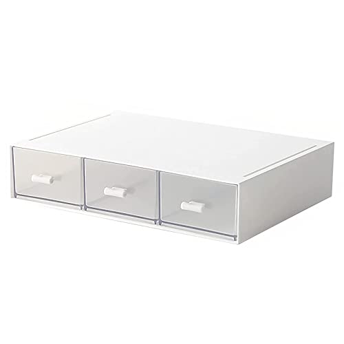 Desktop Organizer-Stackable Organizer Drawers, Plastic Drawers Organizer Perfect for Collection Small Item/Cosmetic Office Organization - 3 drawers (White)