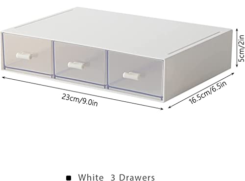 Desktop Organizer-Stackable Organizer Drawers, Plastic Drawers Organizer Perfect for Collection Small Item/Cosmetic Office Organization - 3 drawers (White)