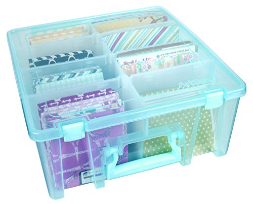 ArtBin Super Satchel Double Deep, Portable Art & Craft Organizer with Handle, [1] Plastic Storage Case, Aqua Mist, Polypropylene